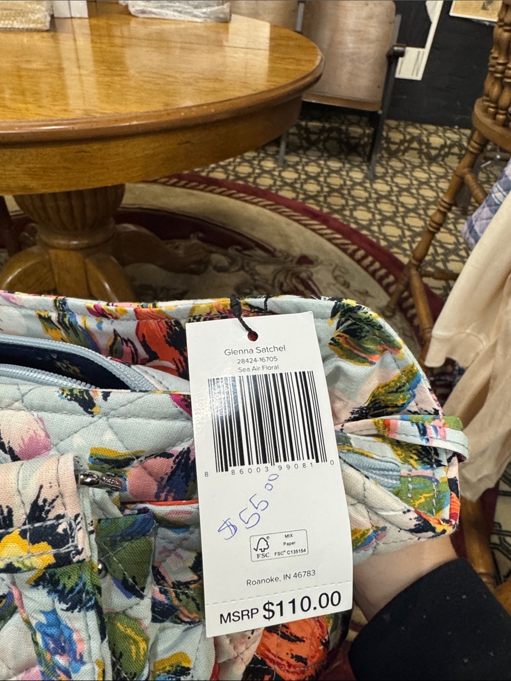Vera Bradley Quilted Floral Shoulder Bag - Light Blue with Multicolor Blooms - Picture 3 of 3
